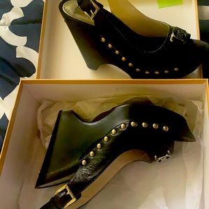 Brand new pair of Michael Kors black studded wedge